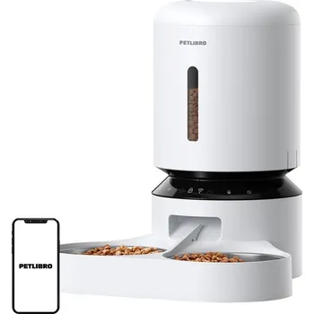 Miska pro psa Dávkovač krmiva Petlibro Granary s dvojitou miskou, Wi‑Fi, 5 l (bílý)