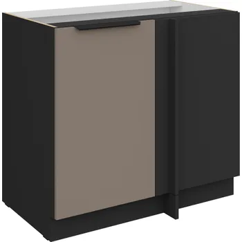 Kuchyňská skříňka 105 ND 1F BB, Spodní rohová kuchyňská skříňka Aria sandgrau/černá