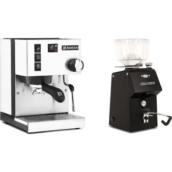 Kávovar Rancilio Silvia BC, white + Ascaso H64, black