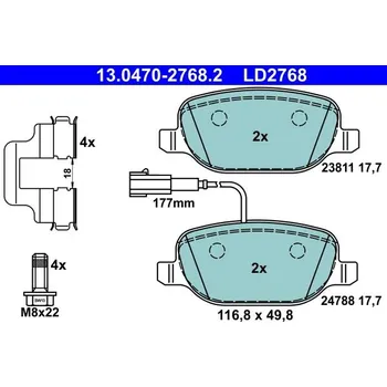 Brzdová destička Sada brzdových destiček, kotoučová brzda ATE 13.0470-2768.2