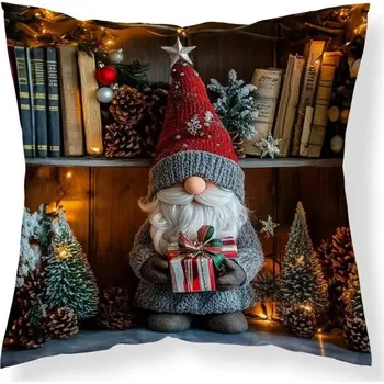 DETEXPOL Vánoční povlak na polštářek Trpaslík knihovna micro Polyester, 40/40 cm