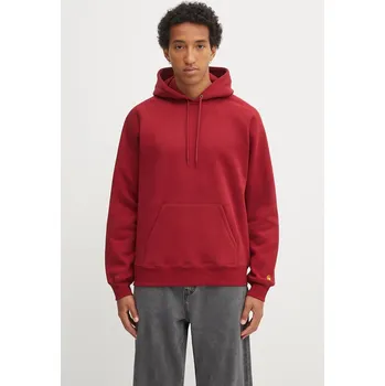 Pánská mikina Mikina Carhartt WIP Hooded Chase pánská, červená barva, s kapucí, hladká, I033661.30QXX, XL, 33X