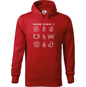Pánská mikina DOBRÝ TRIKO Pánská mikina s potiskem Game over děcko Velikost pánské mikiny: 3XL, Barva: Červená