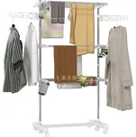 HOMCOM Mobilní sušák na prádlo na koně skládací 3 úrovně s kolečky 80-142 x 55 x 152 cm, ideální pro sušení s úsporou místa | Aosom.de 207973128