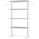 HOMCOM Pojízdný oděvní kůň HOMCOM, 142 x 55 x 172 cm, skládací (4 úrovně), s kolečky, aretace, boční křídla, ABS, bílá | Aosom 207973130