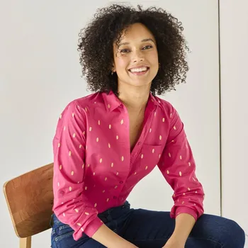 Dámská halenka Košilová halenka se zlatým potiskem růžová/zlatá 46