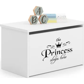 Dětská skříň Truhla na hračky Daria bílá s potiskem Princess