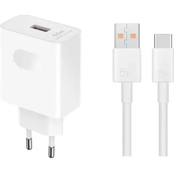 Cestovní nabíječka HN-110600E00 Honor Original 66W + USB-C Datový Kabel White