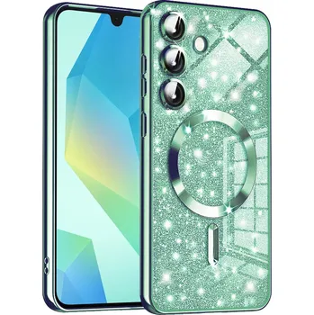 Pouzdro na mobilní telefon Techsuit Luxury Glitter MagSafe pro Samsung Galaxy A16 4G / A16 5G světle zelená