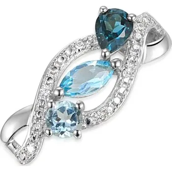 Přívěsek Gems, Diamantový přívěsek Astrid, bílé zlato s brilianty a blue topazy, 585-38-2-4745.1B00.0.00.HSISC.603.25