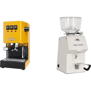 Kávovar Gaggia Classic E24, yellow + Ascaso H64, white