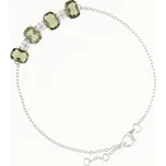 My Moldavite Stříbrný náramek s vltavíny a zirkony BR02 17 cm