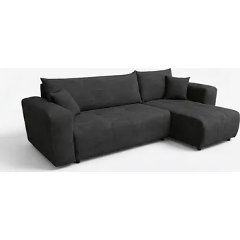 Pohovka Černá rozkládací rohová pohovka SORELA, oboustranná + 2 polštářky zdarma