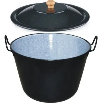 kotlíky Kotel s kulatými madly a poklicí zabíjačkový smaltovaný 60 l do kotliny