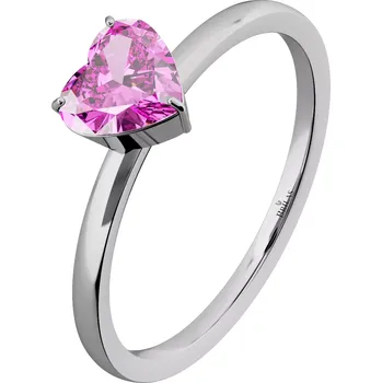 Prsten Avala P Steel - zásnubní prsten z chirurgické oceli s růžovým zirkonem