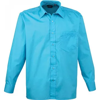 Pánská košile Premier Workwear Pánská popelínová košile s dlouhým rukávem Barva: modrá tyrkysová, Velikost: 48 PW200