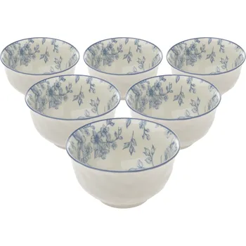 Sada 6 keramických misek Něžné kvítí 11,5 cm, modrá