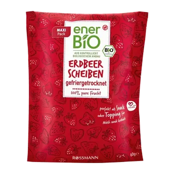 Sušená potravina enerBiO Lyofilizované jahodové plátky Maxi 60 g