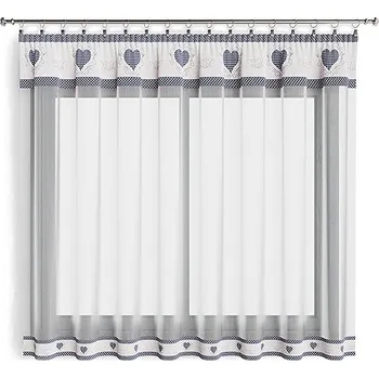 Záclona 4sleep Hotová voálová záclona béžová/srdce 300 x 160 cm