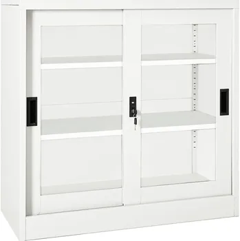 Příborník do zásuvky vidaXL Skříň s posuvnými dveřmi 90 x 40 x 90 cm ocel [335957] Barva: Bílá