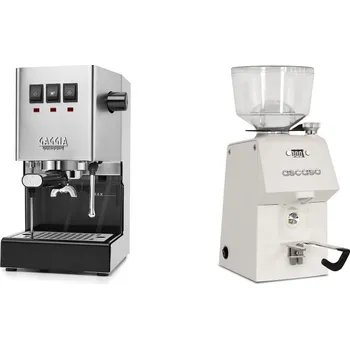 Kávovar Gaggia Classic E24 BC, stainless steel + Ascaso H64, white