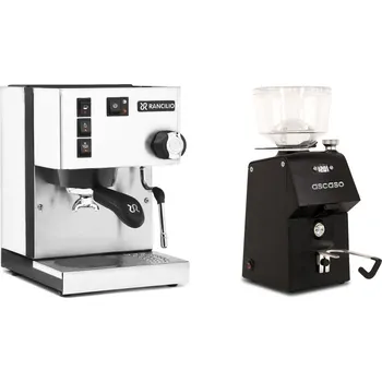 Kávovar Rancilio Silvia E, white + Ascaso H64, black