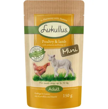 Krmivo pro psa 6x150g Lukullus Natural Adult Mini bez obilovin - drůbeží a jehněčí
