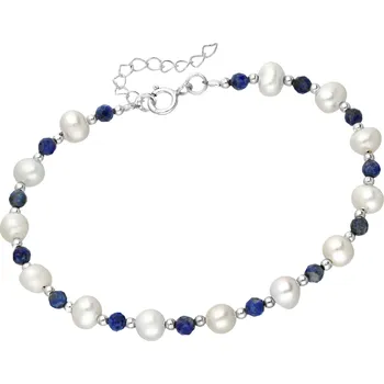 Náramek Stříbrný perlový náramek Lapis Lazuli Ag 925/1000