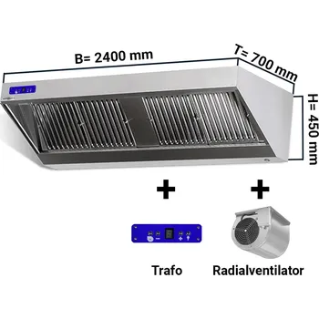 Digestoř G.Gastro Nástěnná digestoř 2,4 m - s motorem, regulátorem, filtrem a svítidlem