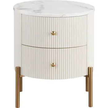 Noční stolek Noční stolek Stilig 50 cm bílý mramor/zlatý