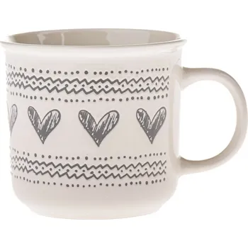 Keramický hrnek Srdíčka III, 450 ml, krémová