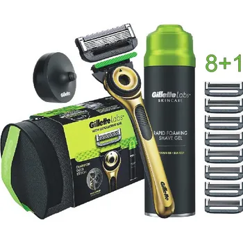 Holítko Gillette Labs Holící strojek + 8 hlavic + gel na holení 198 ml