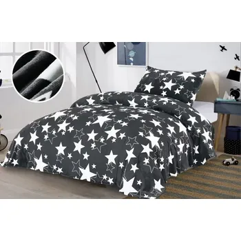 Povlečení NOVINKA 2025 ! POVLEČENÍ MIKROPLYŠ 70x90/140x200cm - HVĚZDIČKY - ŠEDÉ
