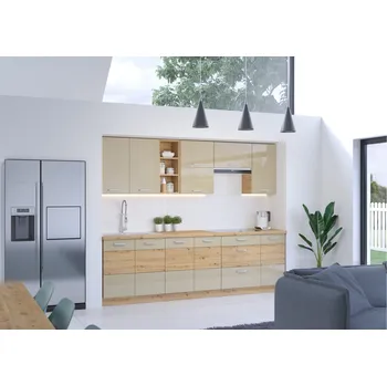 Kuchyňská linka Kuchyňská linka 260 cm Artisan 2 - Dub artisan + Cappucino lesk