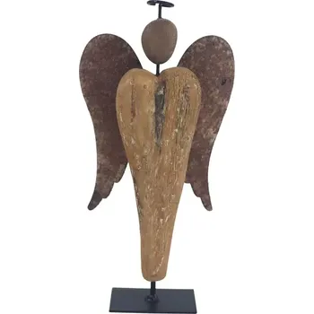 Vánoční dekorace Moderní anděl dřevo 21 cm (Umělecký anděl dřevo)