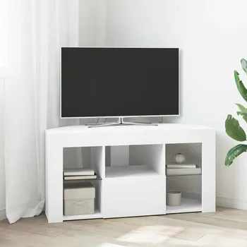 Televizní stolek Rohový LED TV stojan Bílá 100 x 40 x 50 cm kompozitní dřevo