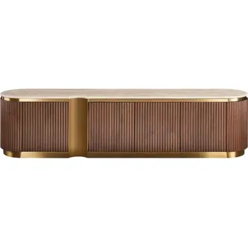 Televizní stolek TV stolek Stilig ST916 200 cm ořech/travertin/zlatý