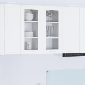 Policová skříň Závěsná skříňka s úložištěm Riga 2 pcs Bílá 40 x 31 x 80 cm