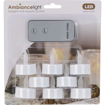led svíčka Koopman International Čajová svíčka s ovladačem 8 ks