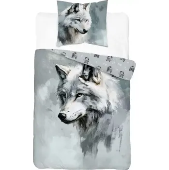 Povlečení DETEXPOL Povlečení Vlk akvarel Bavlna, 140/200, 70/80 cm
