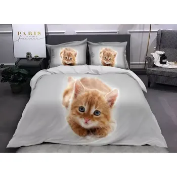 Povlečení Roztomilé 3D povlečení 140x200/70x90 cm – Zrzavé Kotě + povlak na polštářek ZDARMA