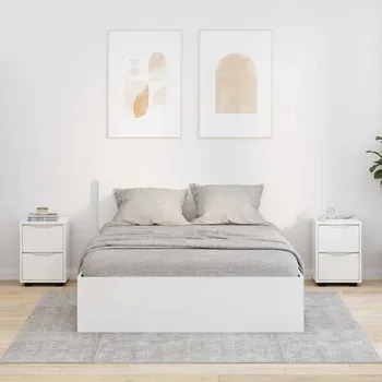 Noční stolek Noční stolky 2 pcs Vysoce lesklá bílá 30,5 x 30 x 43 cm