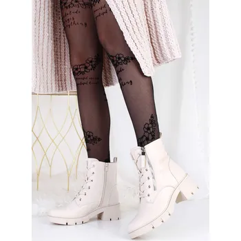 Dámská zimní obuv Ctogo GOGO Béžové kotníkové boty na podpatku SA75-2BE Velikost: 38