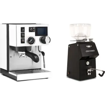 Kávovar Rancilio Silvia BC PID, white + Ascaso H64, black