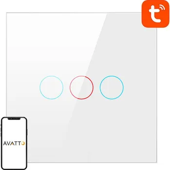 vypínač Inteligentní WiFi vypínač světla Avatto TS02-EU-W3 3 Way TUYA (bílý)