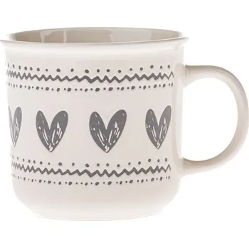 Keramický hrnek Srdíčka I, 450 ml, krémová