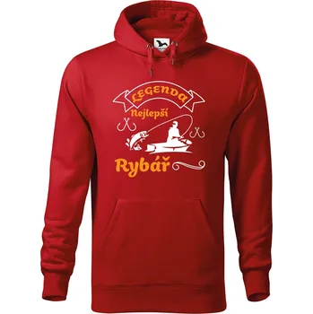 Pánská mikina DOBRÝ TRIKO Pánská mikina s potiskem Legenda rybář Velikost pánské mikiny: 2XL, Barva: Červená