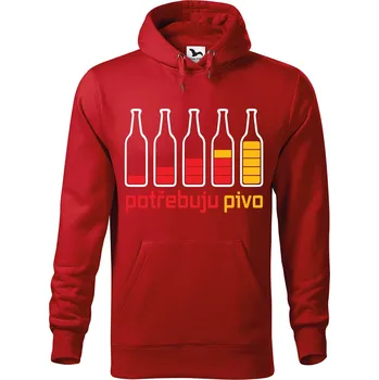 Pánská mikina DOBRÝ TRIKO Pánská mikina s potiskem Potřebuju PIVO Velikost pánské mikiny: S, Barva: Červená