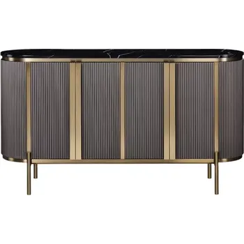 Komoda Komoda Stilig ST384 160 cm černý mramor/grafit/zlatá