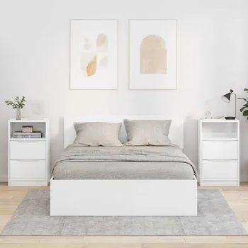 Noční stolek Noční stolky 2 pcs Vysoce lesklá bílá 40 x 30 x 467 cm